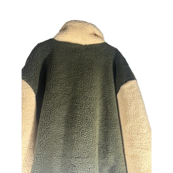 NWOT Daisy Street Curve Khaki & Crème Fleece Bomber Jacket – Size 10 - Picture 4 of 7